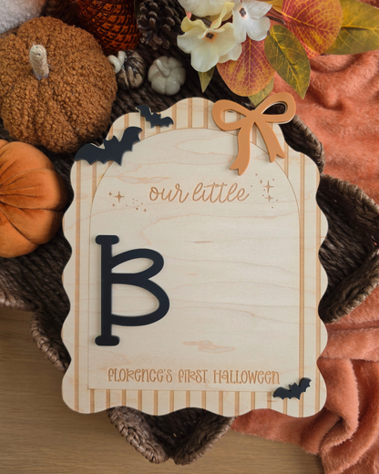 Our Little Boo Footprint Plaque - Personalised Baby's First Halloween Sign
