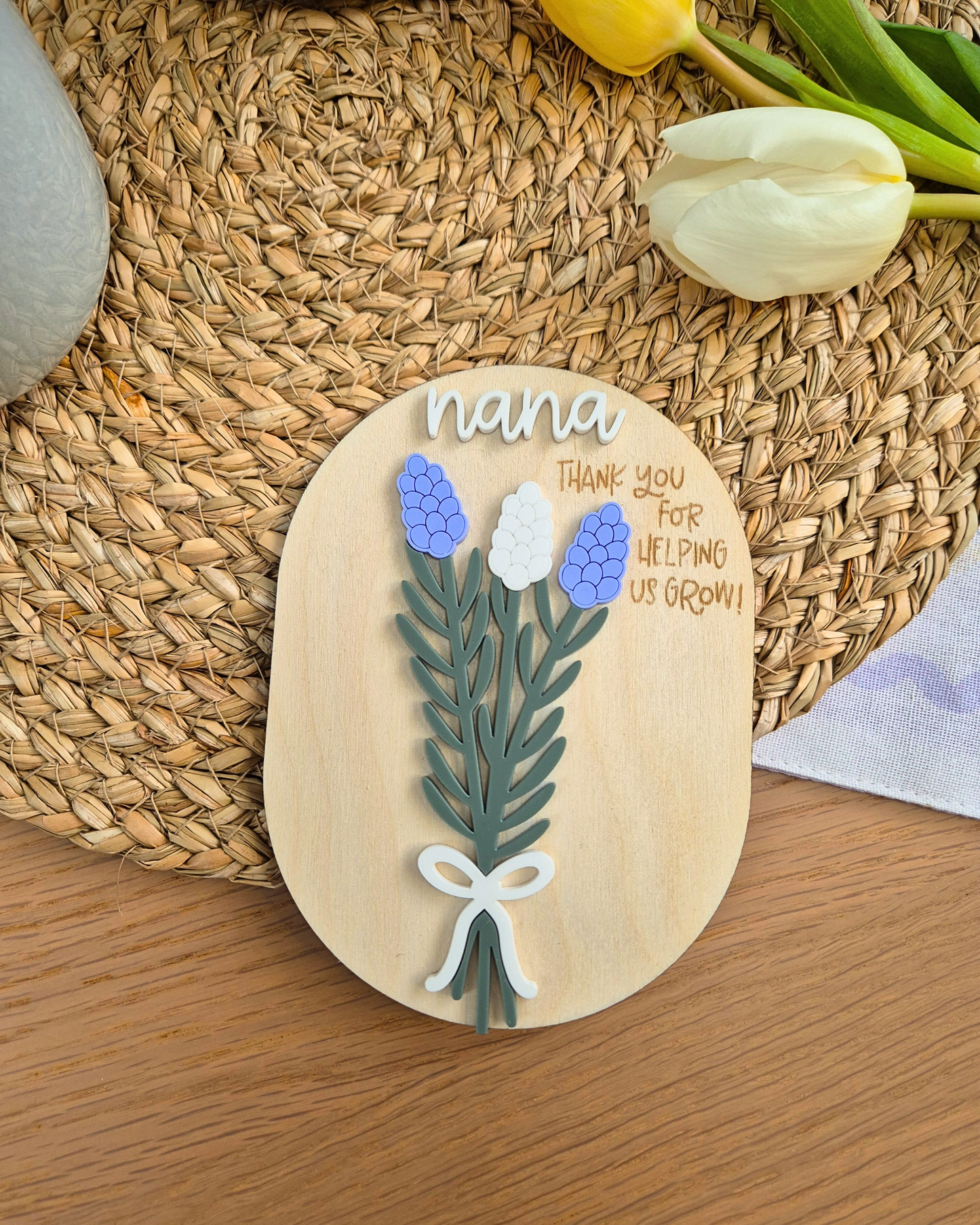 Personalised Floral Mother’s Day Magnet – “Thank You for Helping Me Grow”