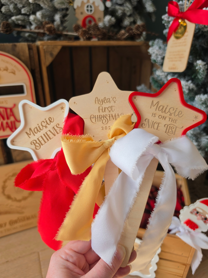 Christmas Star Wands with Custom Text - Wooden and Acrylic Photo Prop