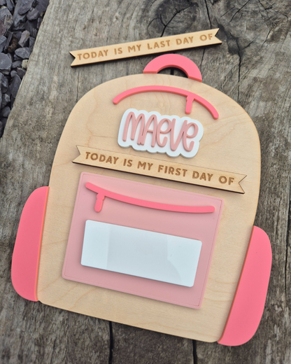 School Bag Mini First and Last Day of School Sign - Personalised Backpack Theme Photo Prop