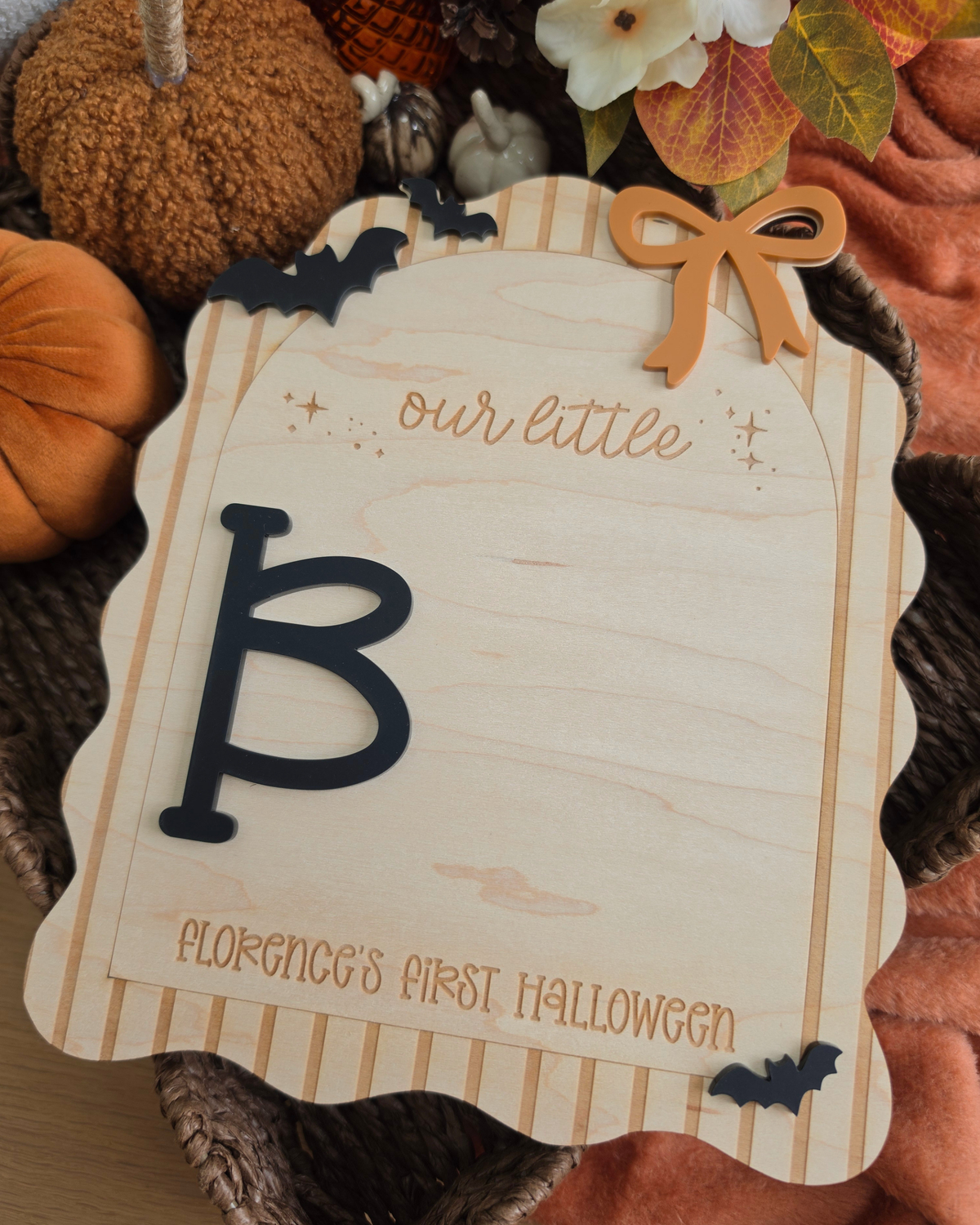 Our Little Boo Footprint Plaque - Personalised Baby's First Halloween Sign