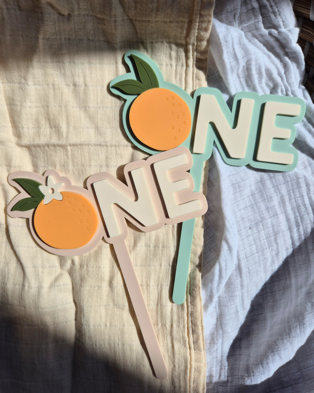Orange Blossom 1st Birthday Acrylic Cake Topper