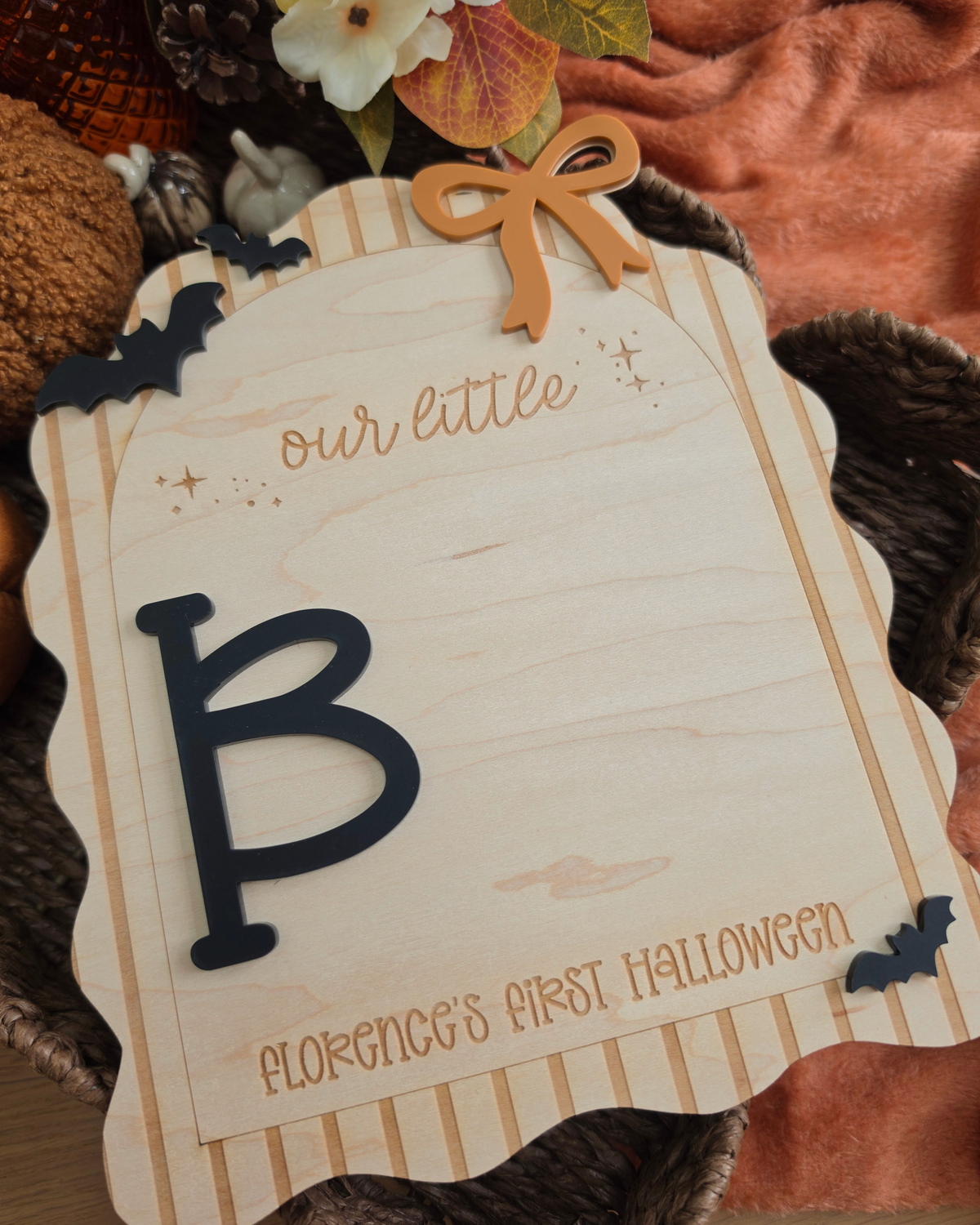 Our Little Boo Footprint Plaque - Personalised Baby's First Halloween Sign