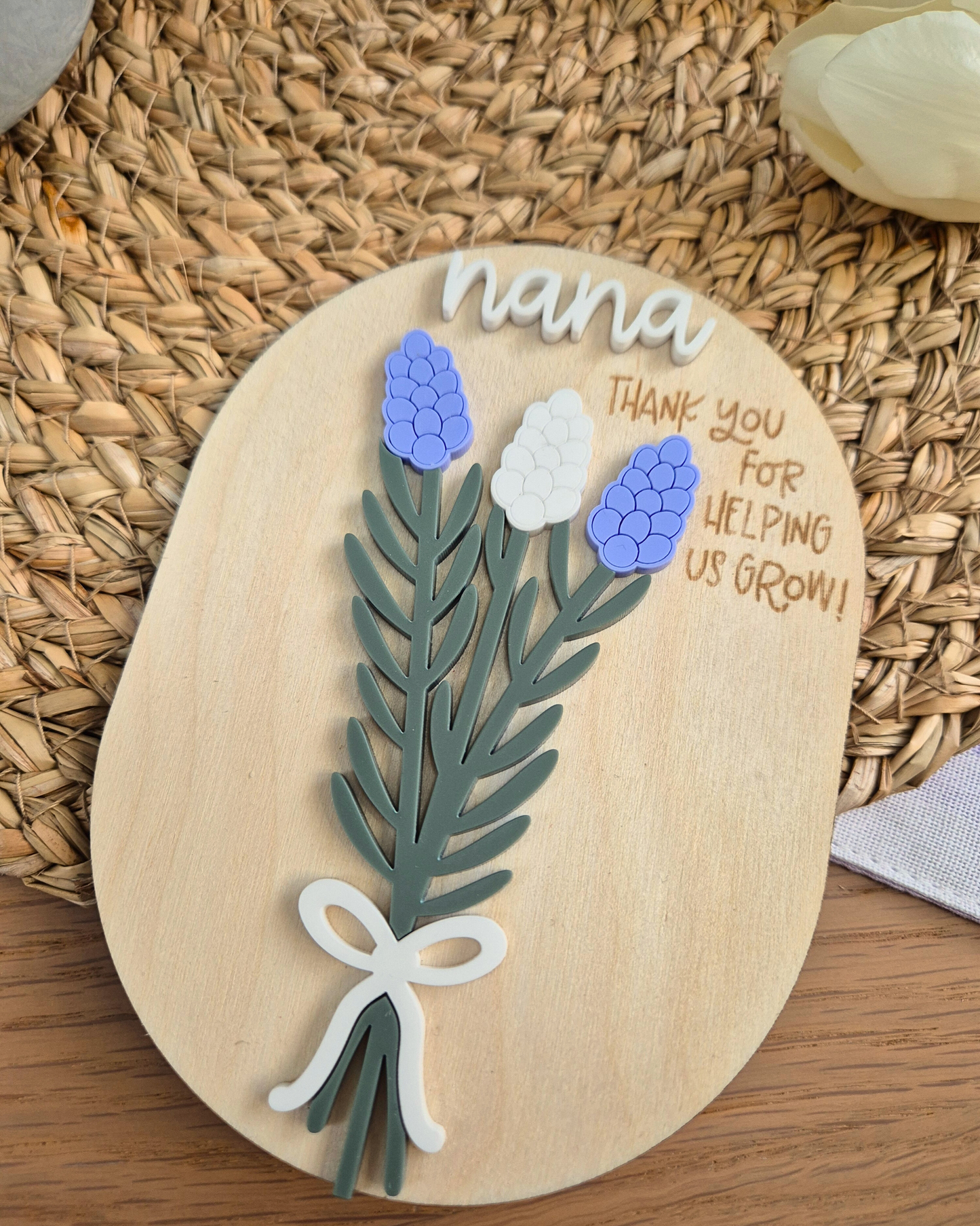 Personalised Floral Mother’s Day Magnet – “Thank You for Helping Me Grow”