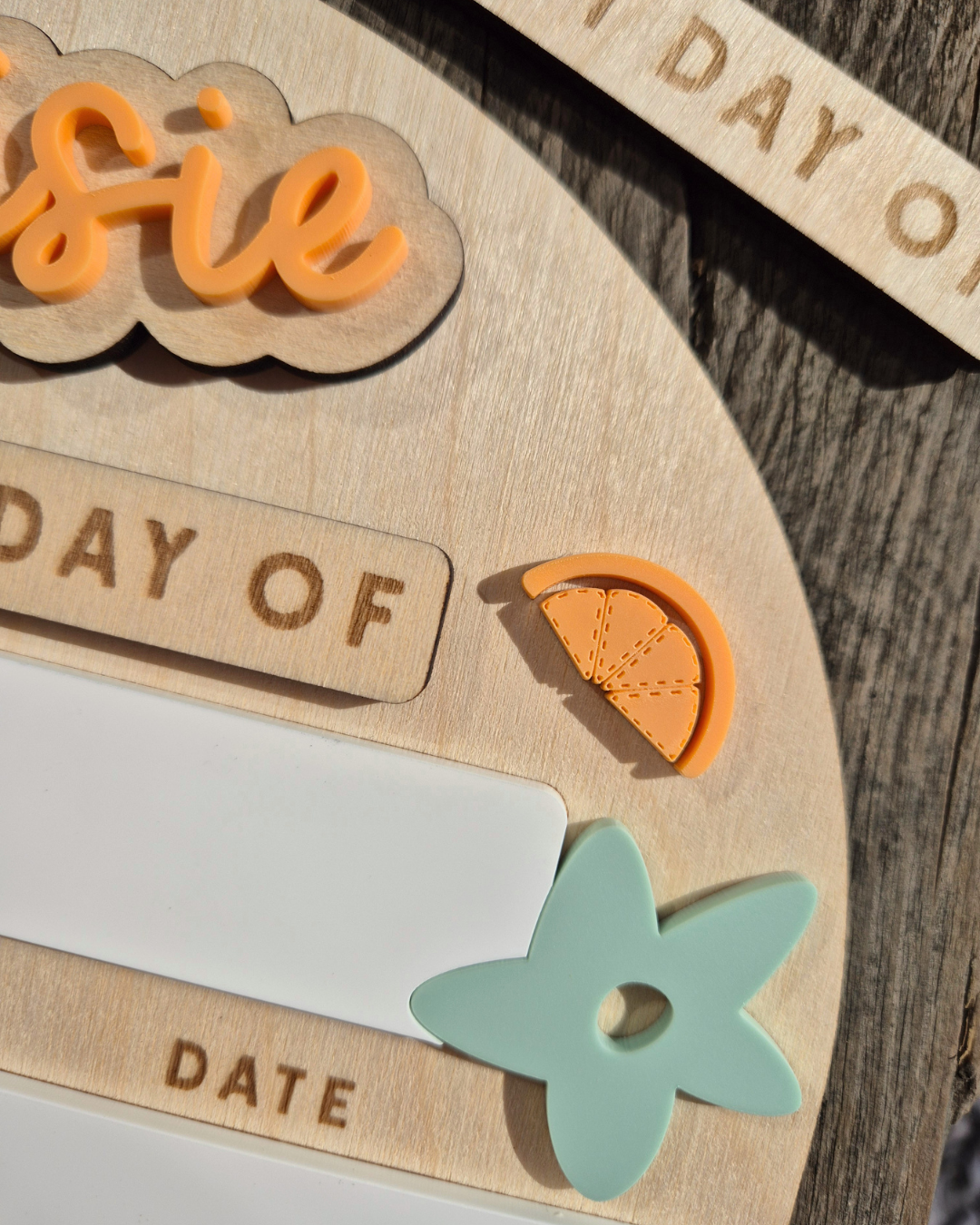 Personalised Orange Blossom Back to School Board - Reusable Wooden and Acrylic Sign