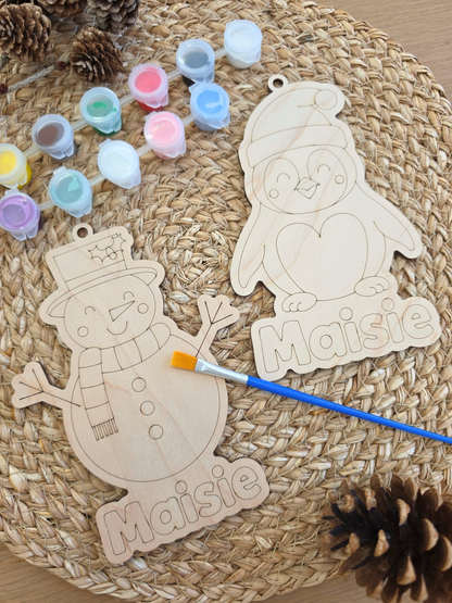 Personalised Christmas Wooden Tree Decoration Paint Kit