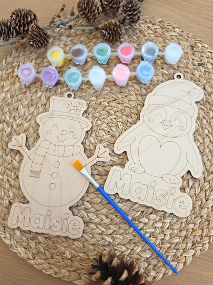 Personalised Christmas Wooden Tree Decoration Paint Kit