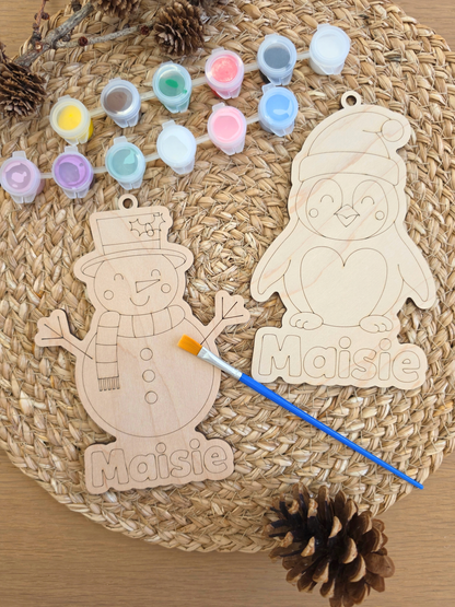 Personalised Christmas Wooden Tree Decoration Paint Kit