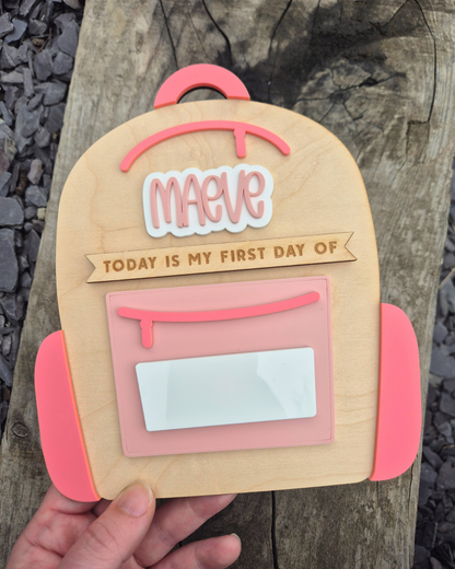 School Bag Mini First and Last Day of School Sign - Personalised Backpack Theme Photo Prop