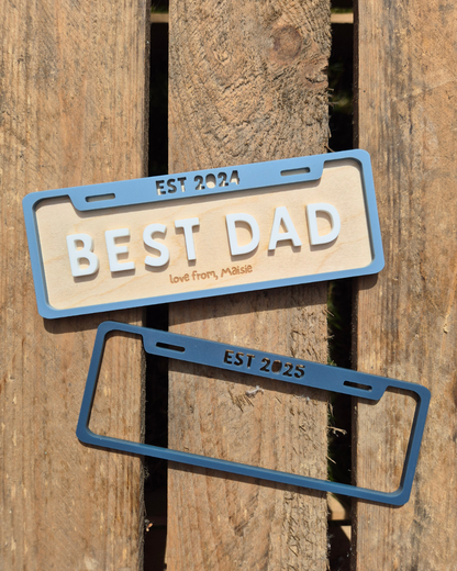 Best Dad License Plate Magnet - Personalised Wooden and Acrylic Father's Day Gift
