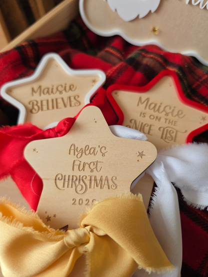 Christmas Star Wands with Custom Text - Wooden and Acrylic Photo Prop