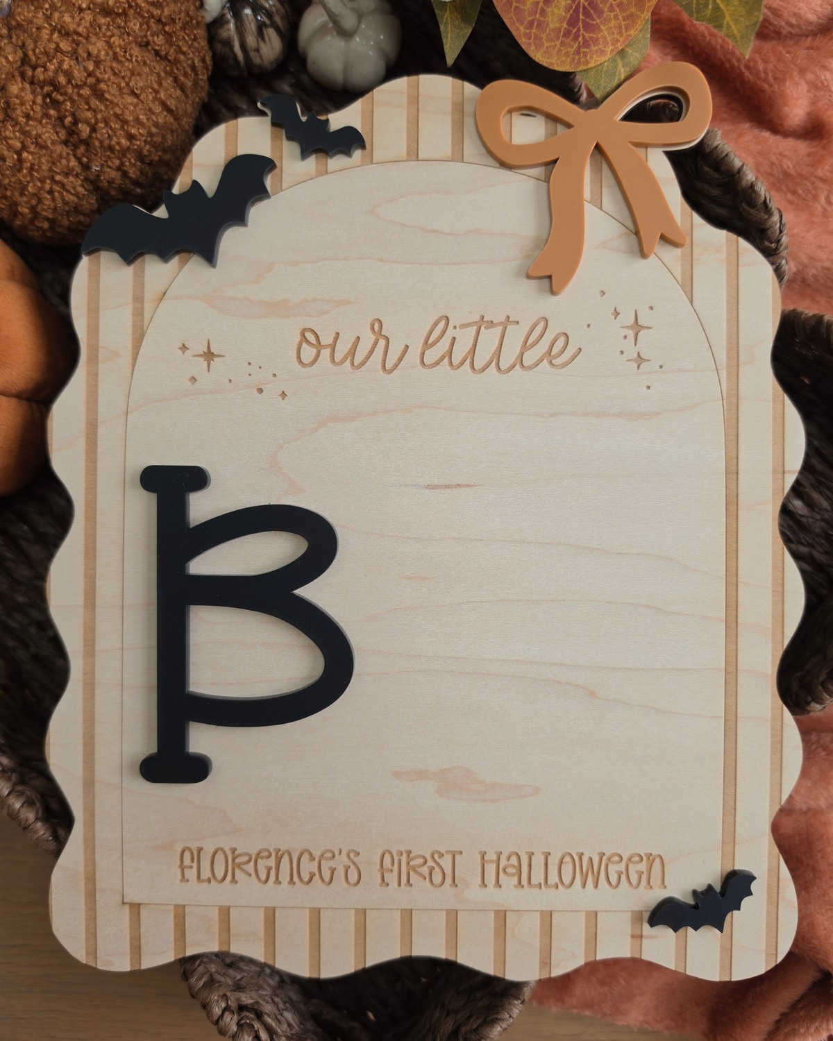 Our Little Boo Footprint Plaque - Personalised Baby's First Halloween Sign
