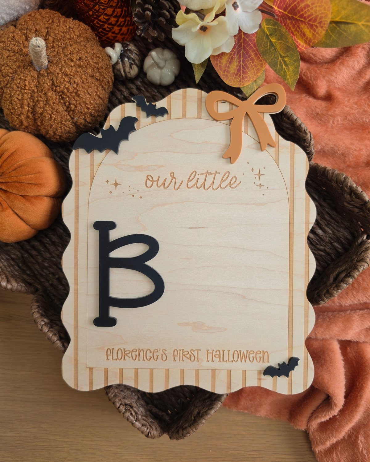 Our Little Boo Footprint Plaque - Personalised Baby's First Halloween Sign