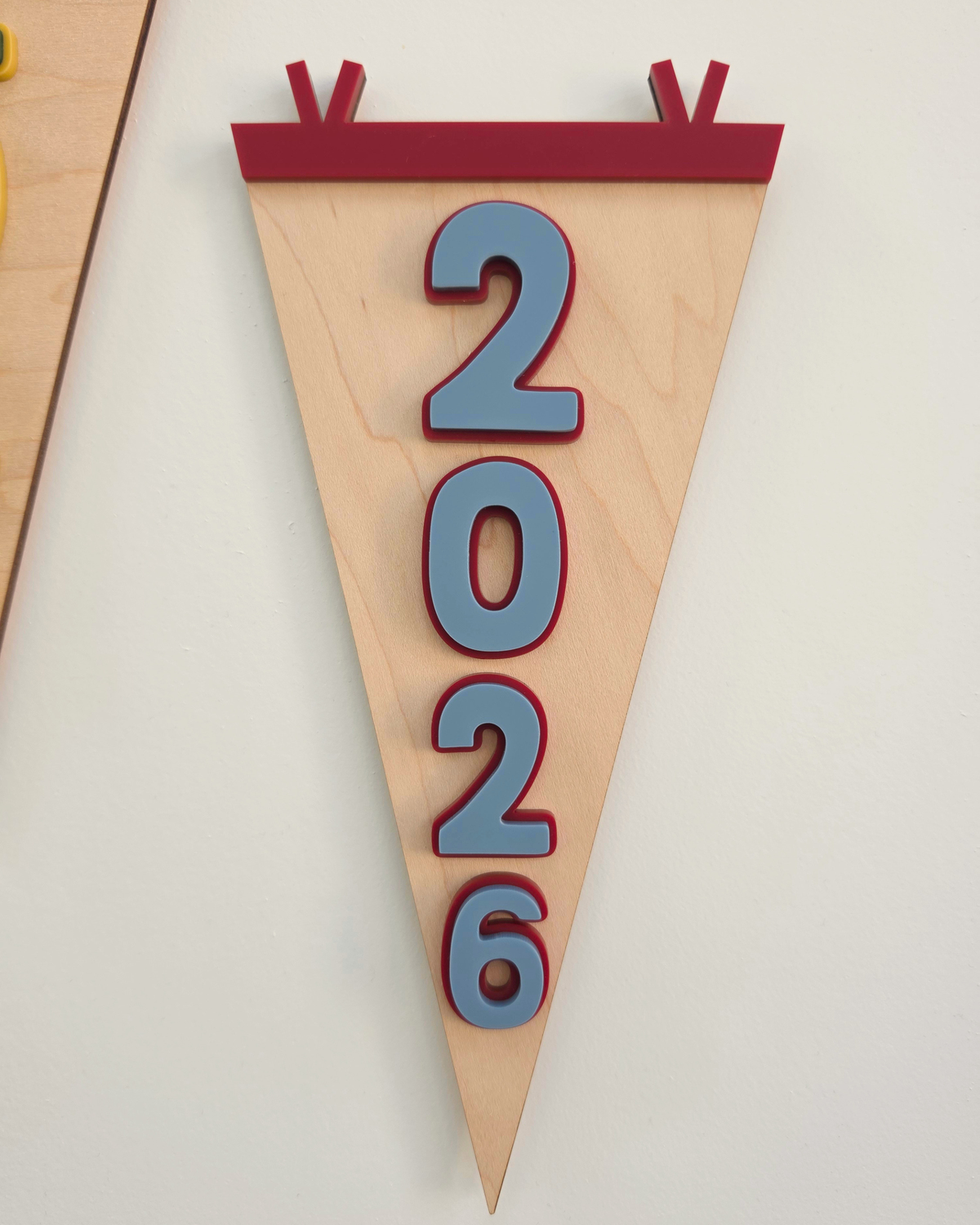 Birth Year Vertical Camp Pennant Flag - Large Wooden and Acrylic Sign