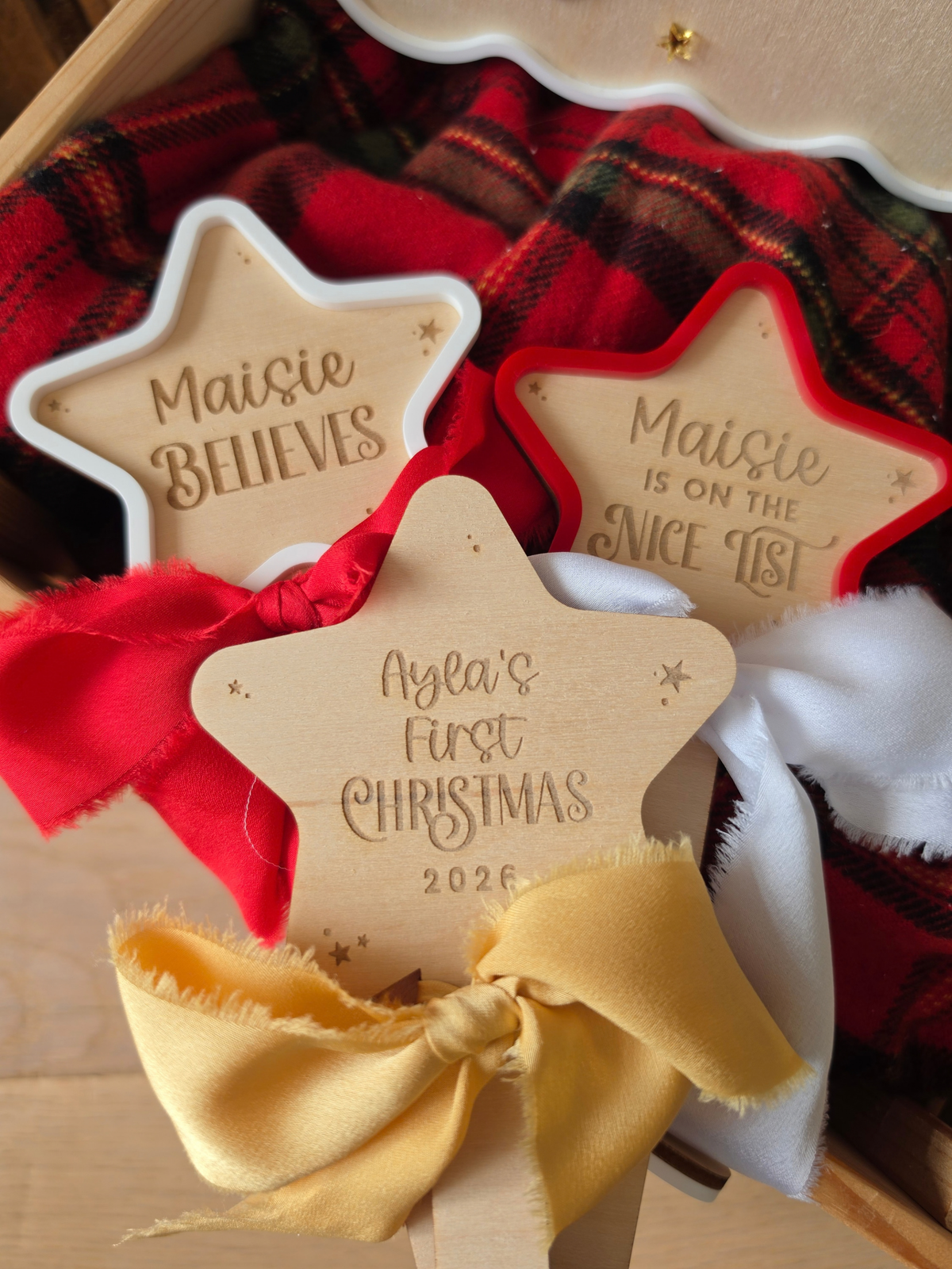 Christmas Star Wands with Custom Text - Wooden and Acrylic Photo Prop