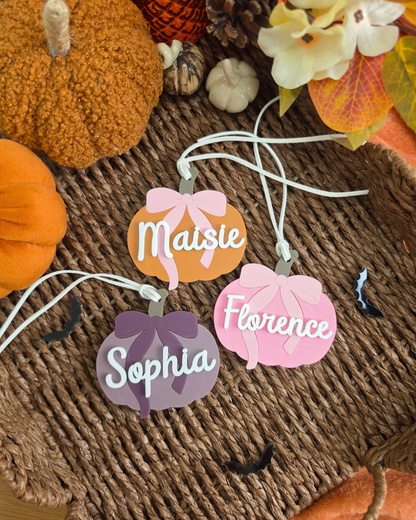 Pumpkin and Bow Personalised Boo Basket Tag