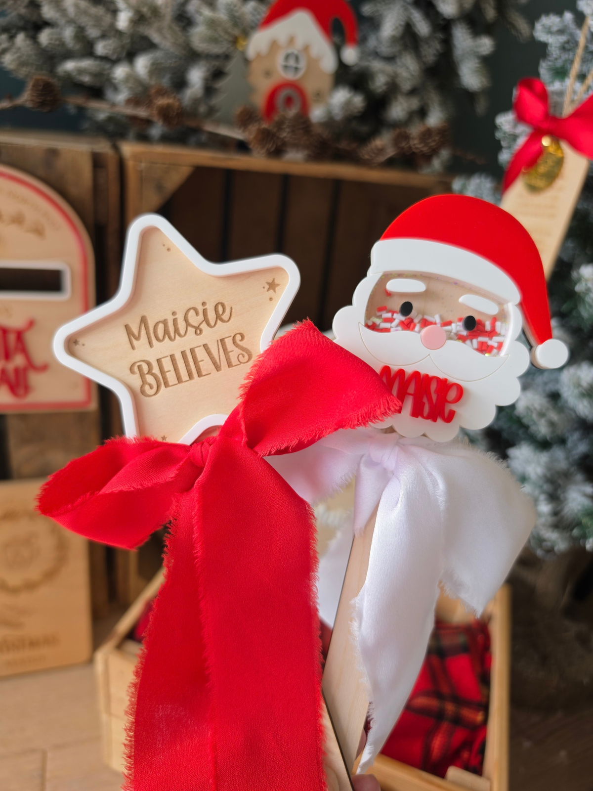 Christmas Star Wands with Custom Text - Wooden and Acrylic Photo Prop