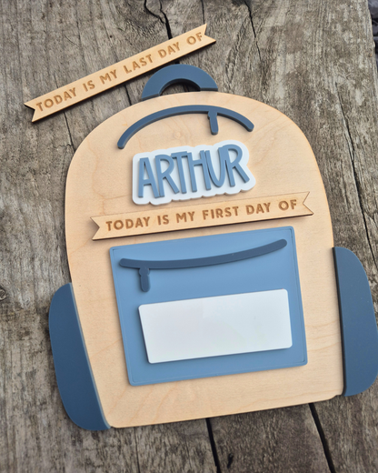 School Bag Mini First and Last Day of School Sign - Personalised Backpack Theme Photo Prop