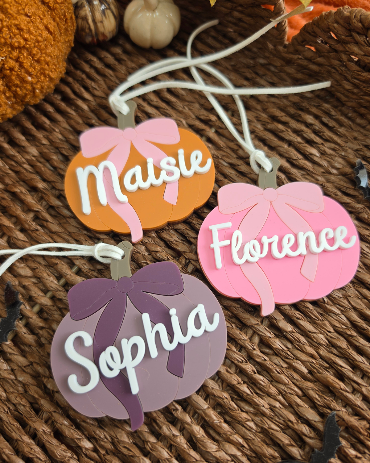 Pumpkin and Bow Personalised Boo Basket Tag