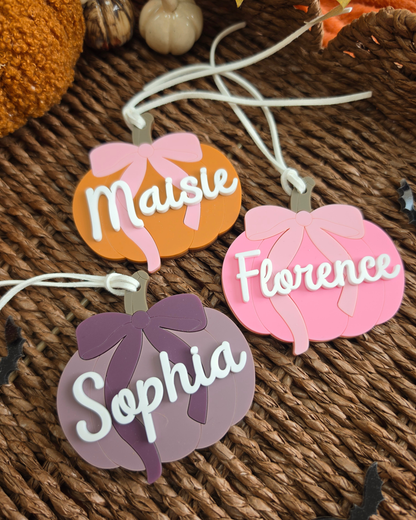 Pumpkin and Bow Personalised Boo Basket Tag