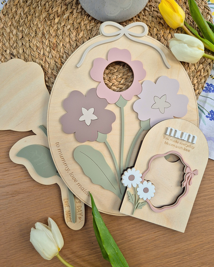 Mother's Day Photo Bouquet Plaque - Personalised Wooden and Acrylic Oval Floral Sign