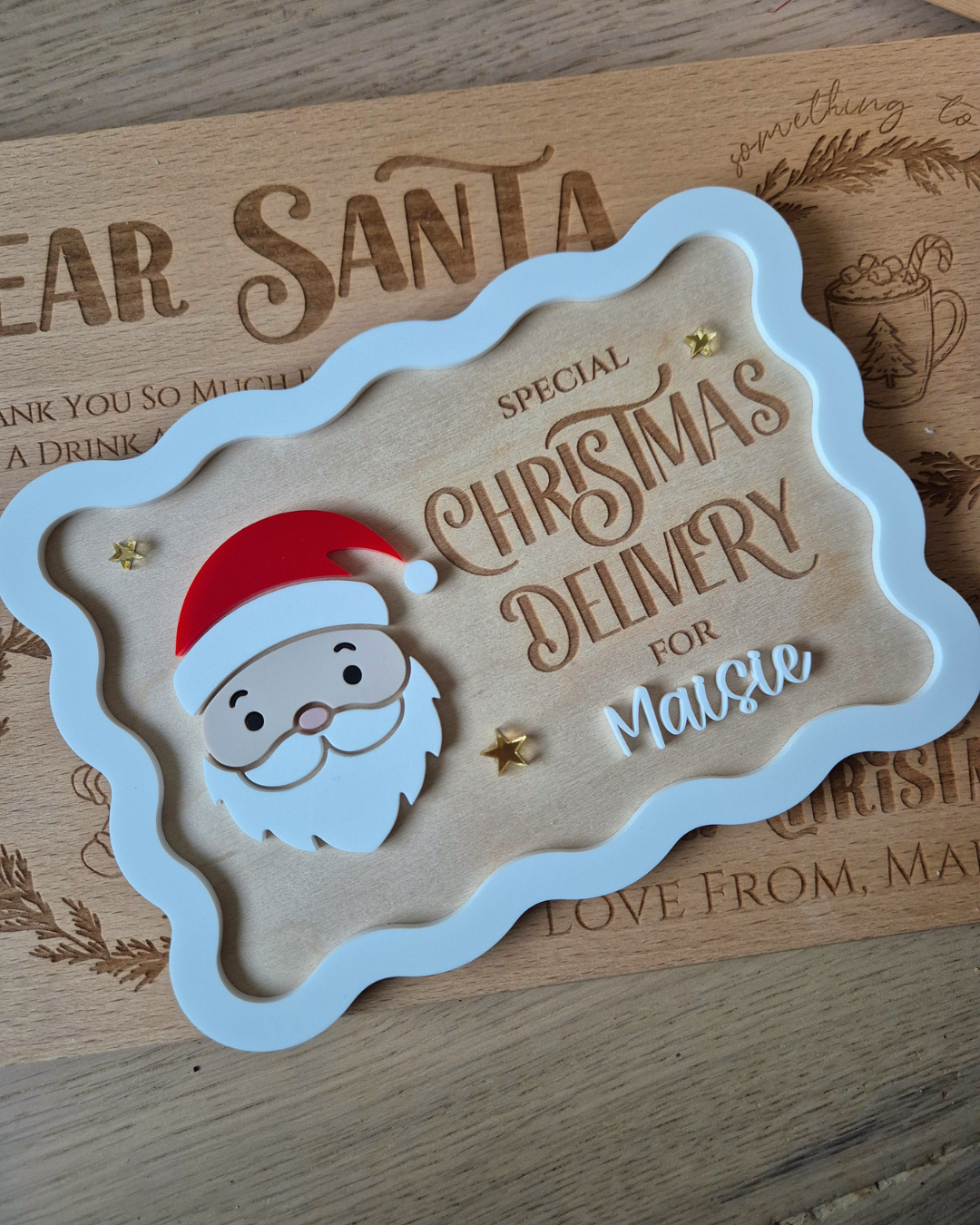Retro Santa Christmas Delivery Crate and Plaque - Wooden and Acrylic Sign