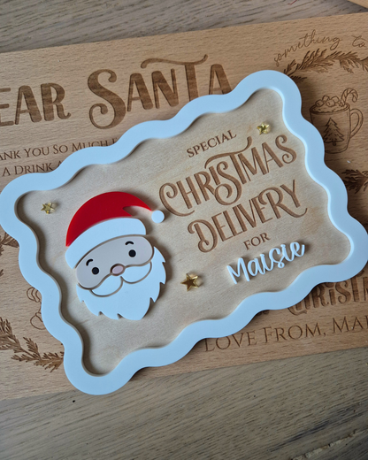 Retro Santa Christmas Delivery Crate and Plaque - Wooden and Acrylic Sign