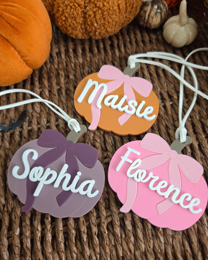 Pumpkin and Bow Personalised Boo Basket Tag