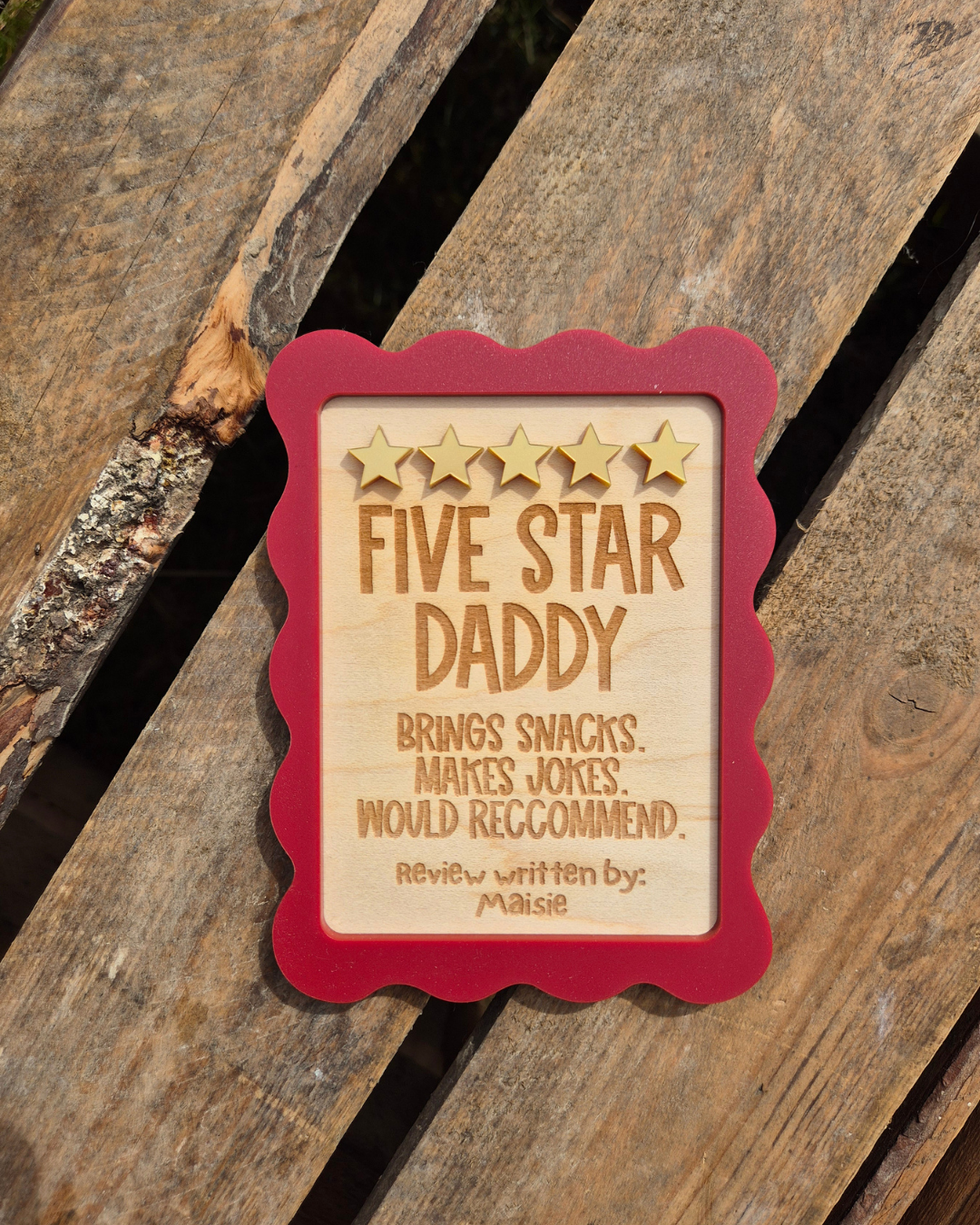 Five Star Review Magnet - Personalised Message Father's Day Gift