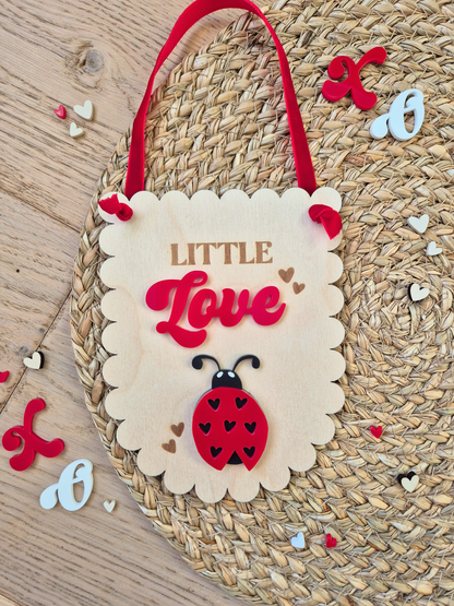 Little Lovebug Hanging Sign - Scallop Edge Wooden and Acrylic Banner