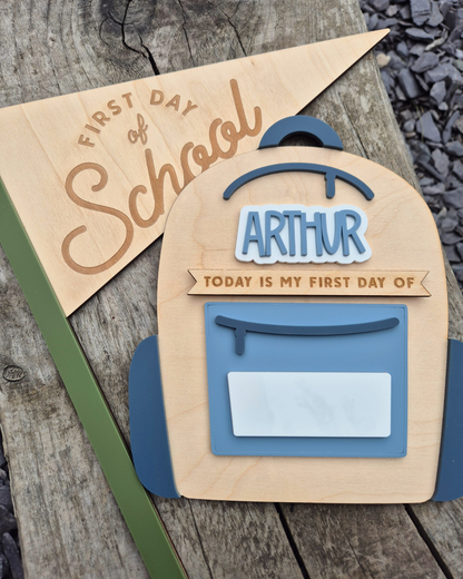 School Bag Mini First and Last Day of School Sign - Personalised Backpack Theme Photo Prop