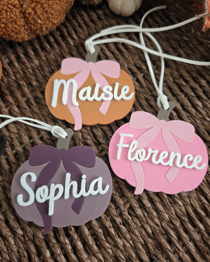 Pumpkin and Bow Personalised Boo Basket Tag