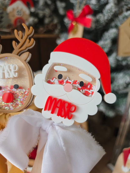Santa, Rudolph and Gingerbread Christmas Shaker Wands - Christmas Eve / December Box Fillers