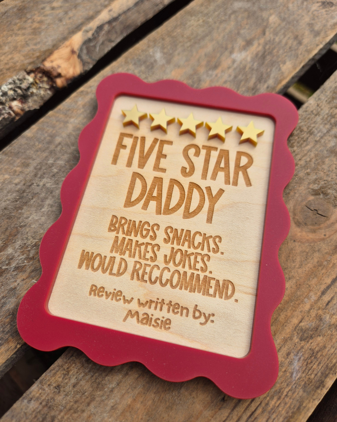Five Star Review Magnet - Personalised Message Father's Day Gift