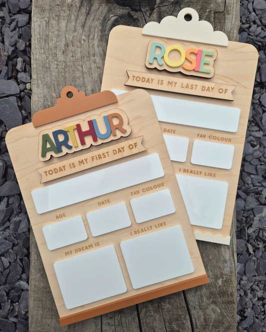 Clipboard Back to School Interchangeable Sign - Personalised First and Last Day of School Board