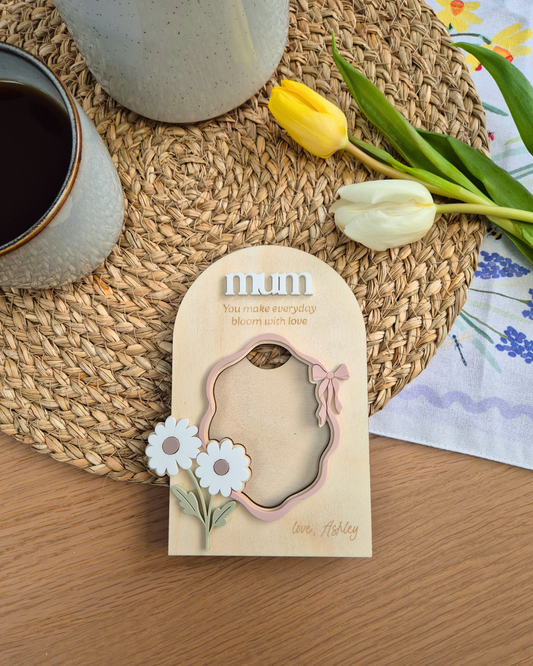 Personalised Floral Mother’s Day Photo Frame Magnet - Wooden and Acrylic Keepsake Gift