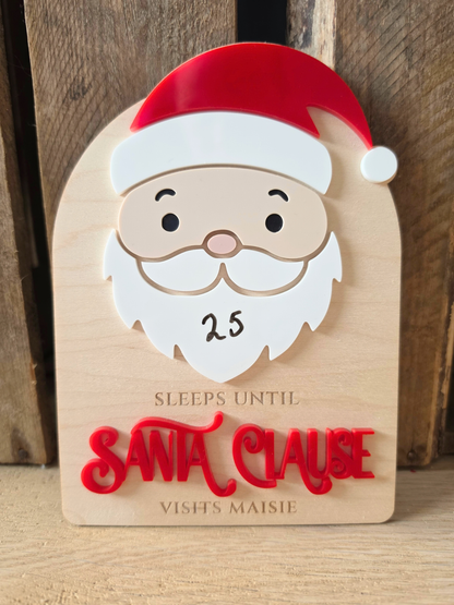 Personalised Santa Countdown - Wooden and Acrylic Plaque