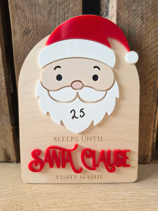 Personalised Santa Countdown - Wooden and Acrylic Plaque