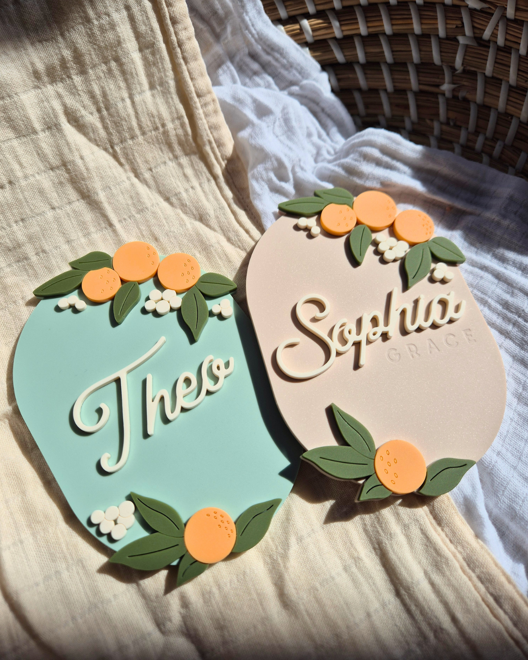 Orange Blossom Birth Announcement - Acrylic Name Sign
