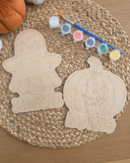 Personalised Halloween Wooden Shapes Paint Kit