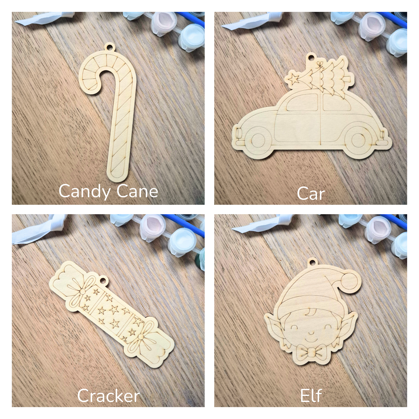 Additional Wooden Shapes for the Paint Your Own Christmas Ornament Kits