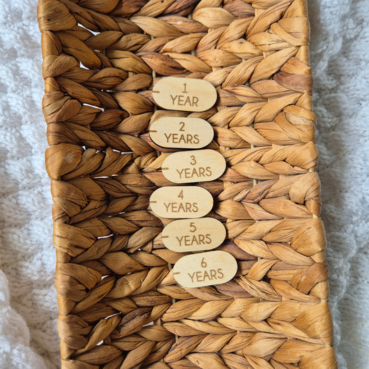 Oval Wooden Height Chart Markers - Set of 6 Growth Milestone Tags