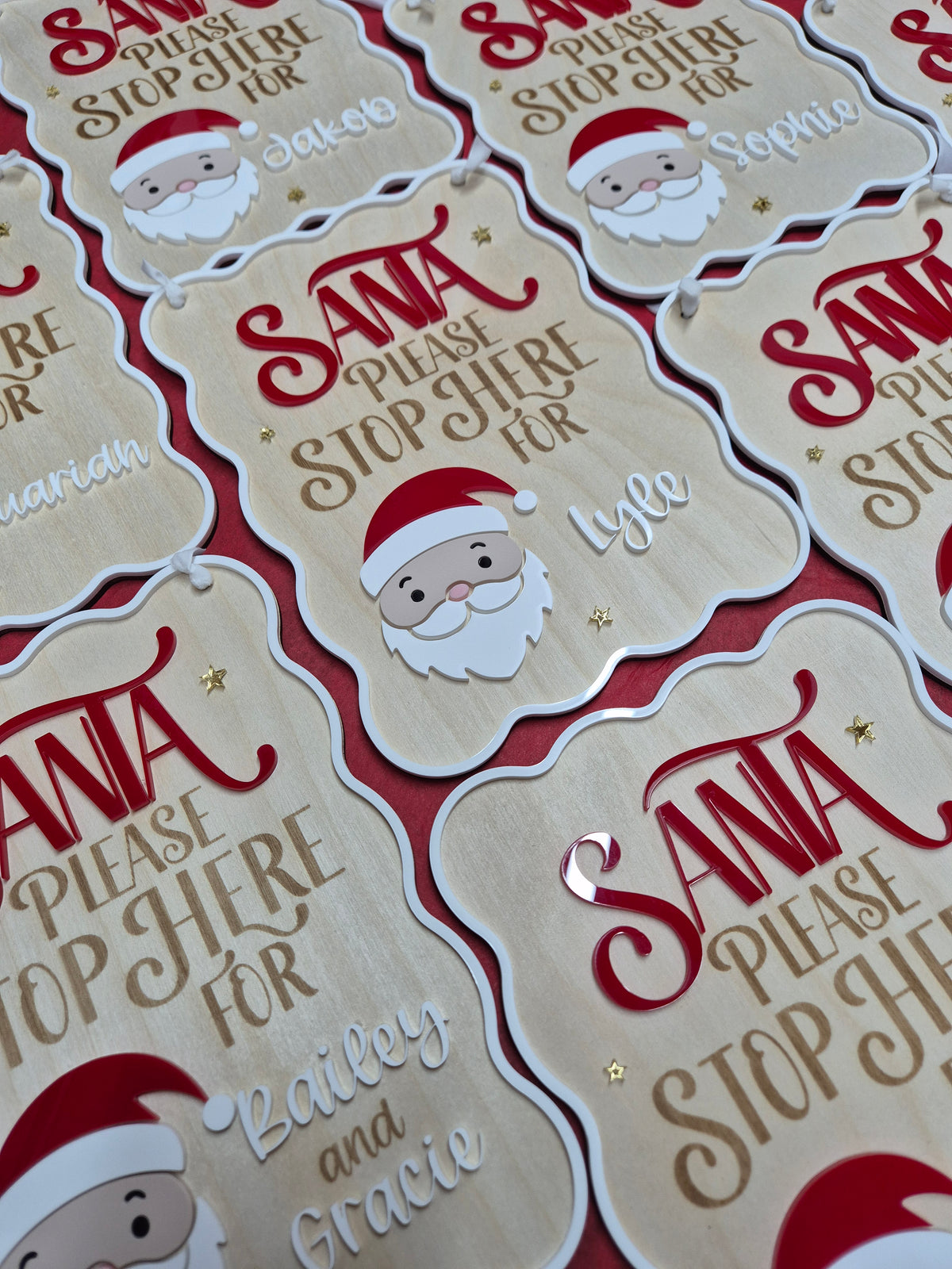 Christmas Traditions Santa Please Stop Here Sign - Personalised Retro Plaque