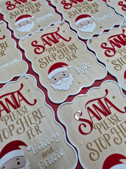 Christmas Traditions Santa Please Stop Here Sign - Personalised Retro Plaque