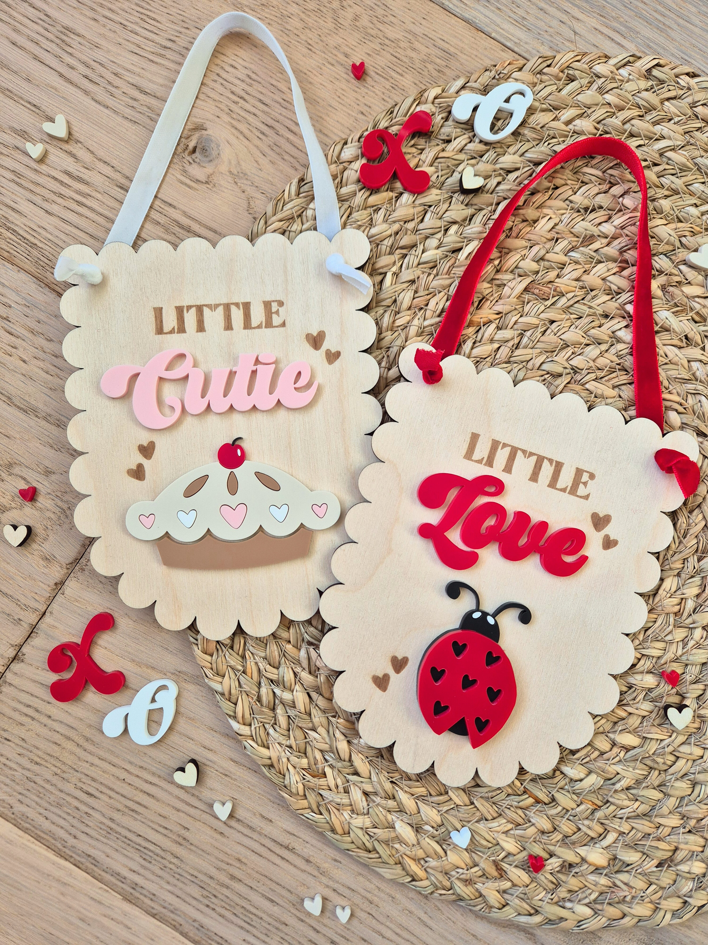 Little Cutie Pie Hanging Sign - Scallop Edge Wooden and Acrylic Banner