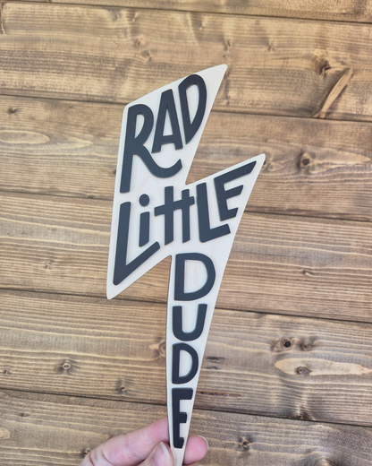 Rad Little Dude Wall Sign - Wooden and Acrylic Bedroom Decor