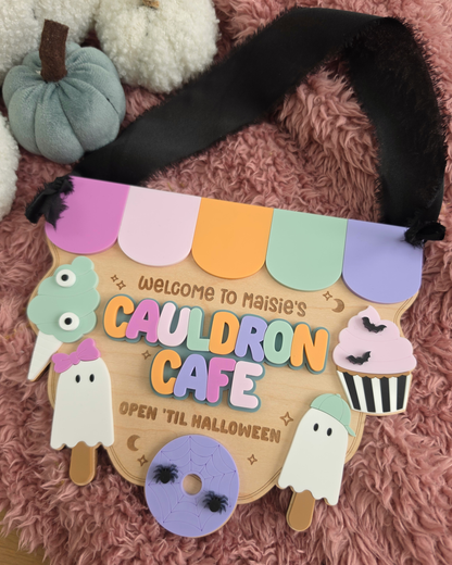 Cauldron Cafe Sign - Halloween Play Kitchen Sign