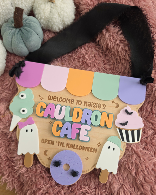 Cauldron Cafe Sign - Halloween Play Kitchen Sign