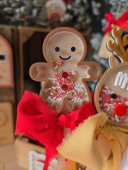 Santa, Rudolph and Gingerbread Christmas Shaker Wands - Christmas Eve / December Box Fillers