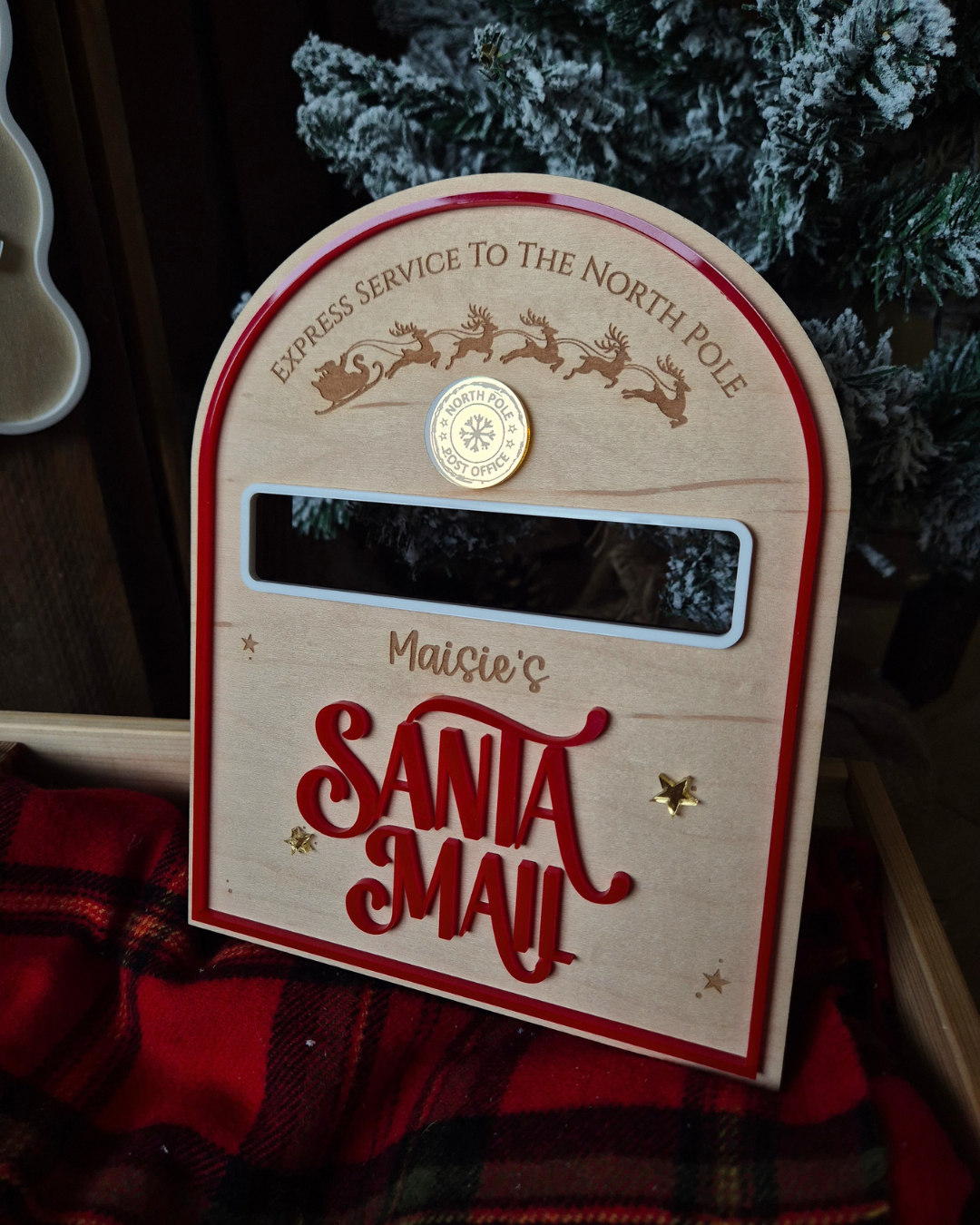 Santa Mail Box - Personalised Wooden and Acrylic Christmas Decoration